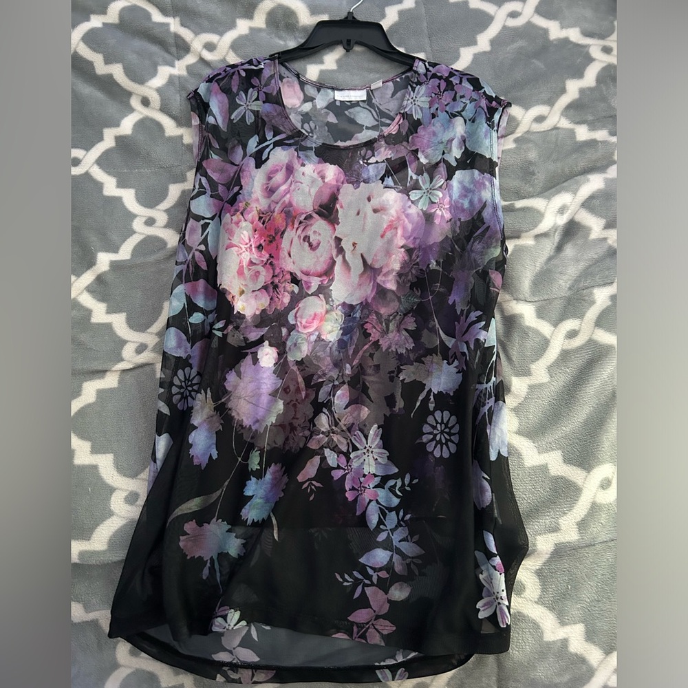 sheer floral blouse